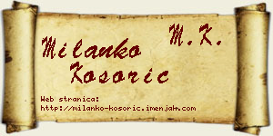 Milanko Kosorić vizit kartica